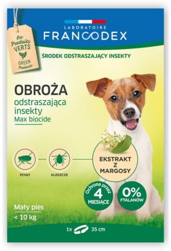 Przejdź do produktu Francodex Obroża odstraszająca insekty małe psy do 10kg 35cm [FR179171]