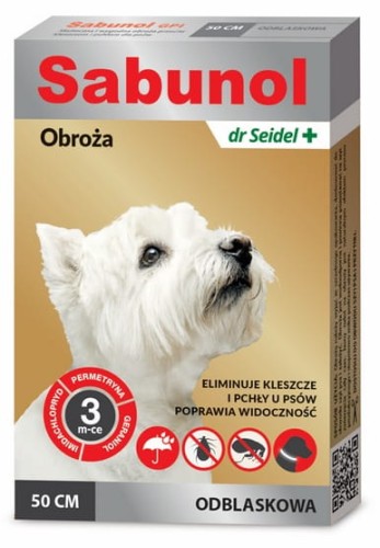 Przejdź do produktu Sabunol GPI Obroża przeciw pchłom dla psa odblaskowa 50cm