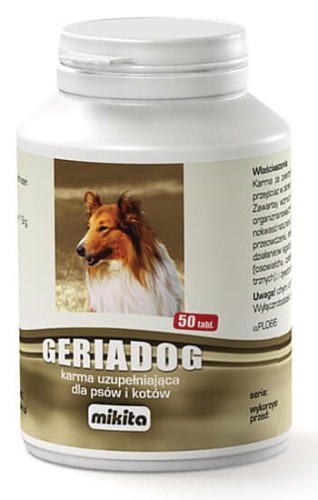 Przejdź do produktu Mikita Geriadog 50 tabletek - preparat dla starszych lub osłabionych psów i kotów
