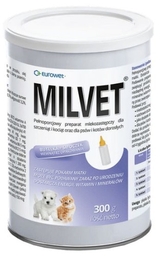 Przejdź do produktu Milvet Preparat mlekozastępczy dla szczeniąt i kociąt 300g