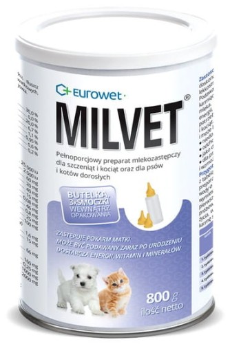 Przejdź do produktu Milvet Preparat mlekozastępczy dla szczeniąt i kociąt 800g