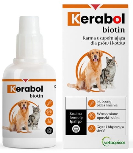 Przejdź do produktu Vetoquinol Biowet Pet Line Kerabol - krople na poprawę sierści 50ml