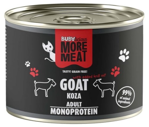 Przejdź do produktu BUBAlicious Kot More Meat Mono koza puszka 185g – karma mokra dla kota