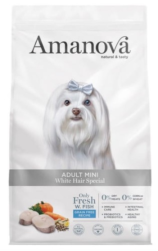 Przejdź do produktu Amanova Dog Adult Mini White Hair Special 2kg – karma sucha dla psa