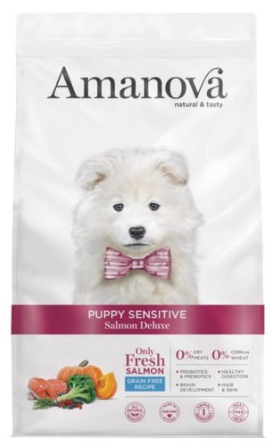 Przejdź do produktu Amanova Dog Puppy Sensitive Salmon Deluxe - łosoś 7kg – karma sucha dla psa