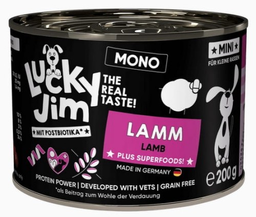 Przejdź do produktu Lucky Jim Mono Mini Adult Jagnięcina puszka 200g – karma sucha dla psa