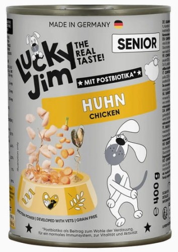 Przejdź do produktu Lucky Jim Classic Senior Kurczak puszka 400g – karma mokra dla psa