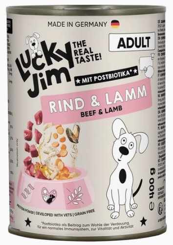 Przejdź do produktu Lucky Jim Classic Adult Wołowina i jagnięcina puszka 400g – karma mokra dla psa