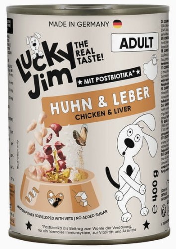 Przejdź do produktu Lucky Jim Classic Adult Kurczak i wątróbka puszka 400g – karma mokra dla psa
