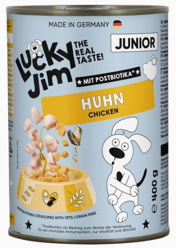 Przejdź do produktu Lucky Jim Classic Junior Kurczak puszka 400g – karma mokra dla psa