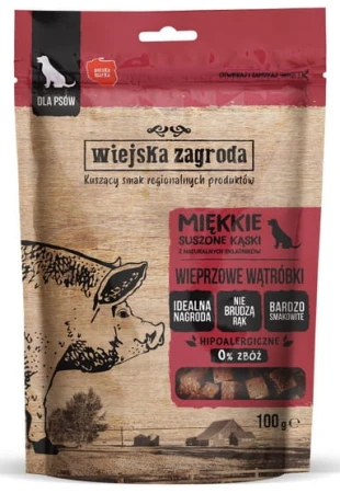 Wiejska Zagroda Przysmak Kąski - wieprzowe wątóbki 100g - przysmak dla psa