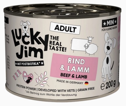 Przejdź do produktu Lucky Jim Classic Mini Adult Wołowina i jagnięcina puszka 200g – karma mokra dla psa