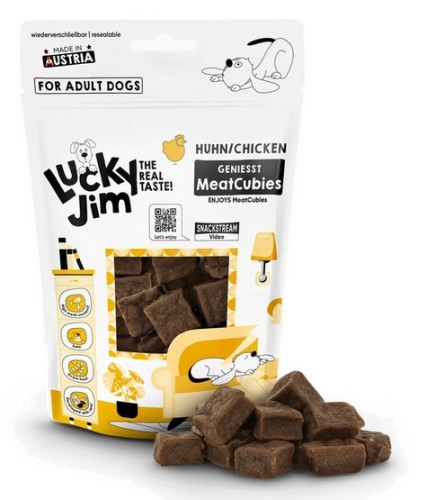 Przejdź do produktu Lucky Jim MeatCubies Kurczak 70g – przysmak dla psa