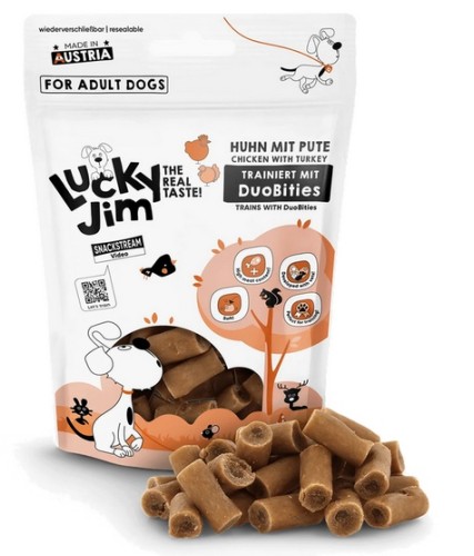 Przejdź do produktu Lucky Jim DuoBities Kurczak i indyk 70g – przysmak dla psa
