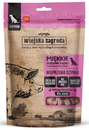 Wiejska Zagroda Przysmak Kąski - wieprzowa szynka 100g - przysmak dla psa