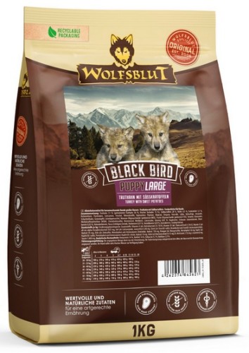 Przejdź do produktu Wolfsblut Dog Black Bird Puppy Large - indyk i bataty 1kg – karma sucha dla psa