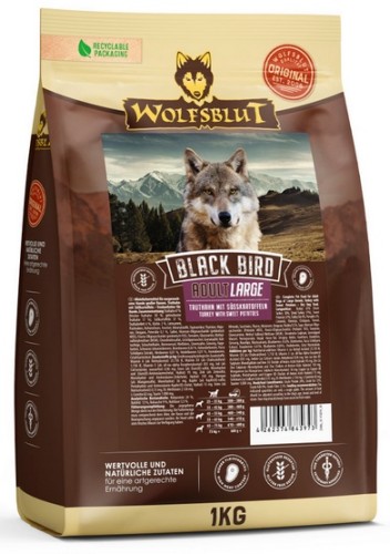 Przejdź do produktu Wolfsblut Dog Black Bird Adult Large - indyk i bataty 1kg – karma sucha dla psa