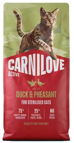 Przejdź do produktu Carnilove Cat Active Duck & Pheasant Sterilised - kaczka i bażant 2kg – karma sucha dla kota