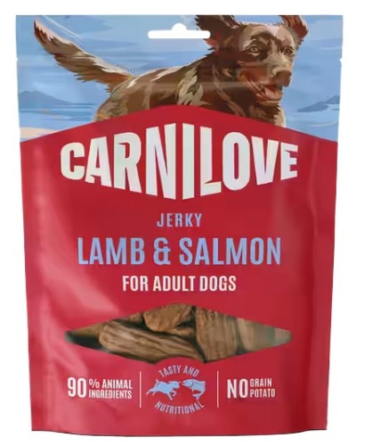 Przejdź do produktu Carnilove Dog Jerky Lamb & Salmon - jagnięcina i łosoś 100g – przysmak dla psa