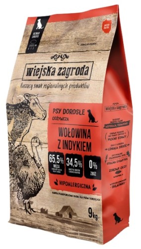 Przejdź do produktu Wiejska Zagroda Wołowina z indykiem L 9kg - karma sucha dla psa