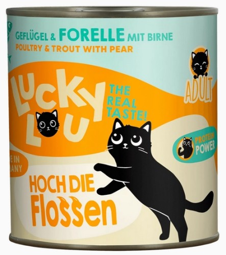 Przejdź do produktu Lucky Lou Lifestage Adult Drób i pstrąg puszka 800g – karma mokra dla kota
