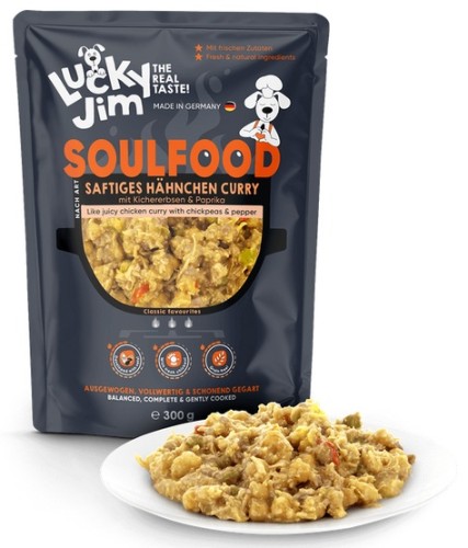 Przejdź do produktu Lucky Jim SoulFood Kurczak Curry 300g – karma mokra dla psa