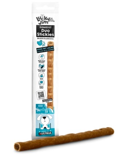 Przejdź do produktu Lucky Jim DuoStickies Kurczak i łosoś 15g – przysmak dla psa