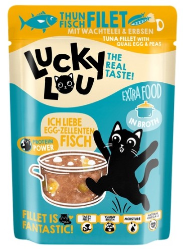 Przejdź do produktu Lucky Lou Extrafood Tuńczyk i jajko przepiórcze w bulionie saszetka 70g – karma mokra dla kota