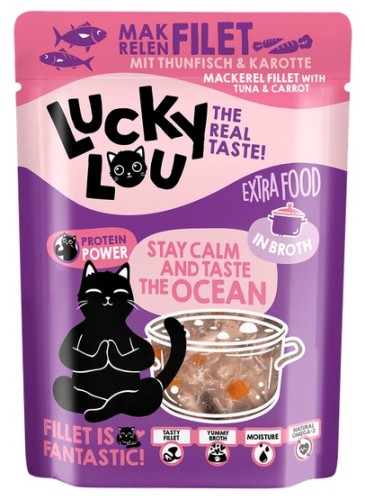 Przejdź do produktu Lucky Lou Extrafood Makrela i tuńczyk w bulionie saszetka 70g – karma mokra dla kota