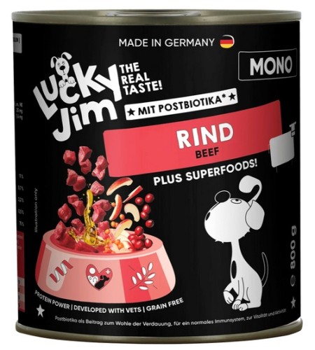 Przejdź do produktu Lucky Jim Mono Adult Wołowina puszka 800g – karma mokra dla psa