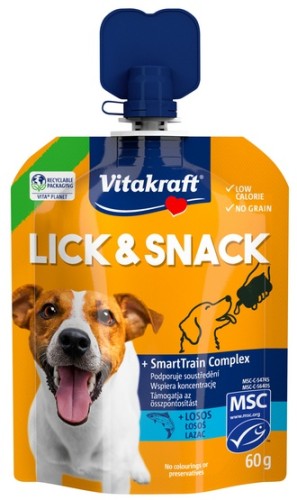 Przejdź do produktu Vitakraft Dog Lick & Snack Traning Łosoś 60g – przysmak dla psa