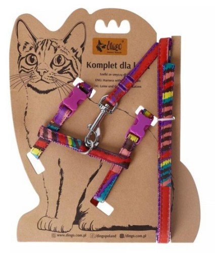 Przejdź do produktu Dingo Komplet dla kota - Smycz i szelki Funky Cat