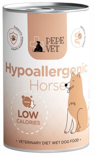 Przejdź do produktu Paka Zwierzaka PEPE VET Hypoallergenic Horse puszka 400g – karma weterynaryjna dla psa