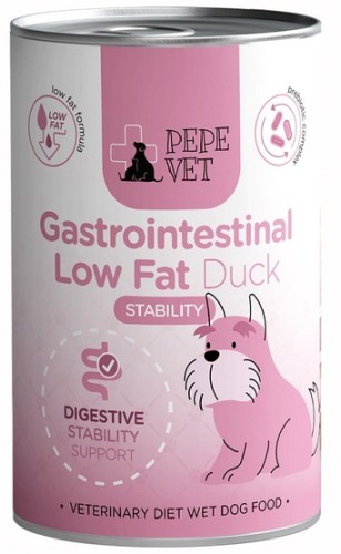 Przejdź do produktu Paka Zwierzaka PEPE VET Gastrointestinal Low Fat Duck puszka 400g – karma weterynaryjna dla psa