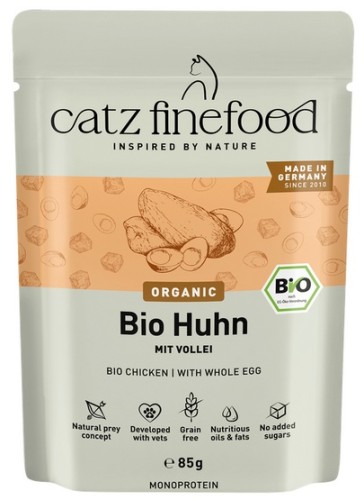 Przejdź do produktu Catz Finefood Organic Bio Kurczak (N.503) saszetka 85g  - monobiałkowa, ekologiczna karma mokra dla kota