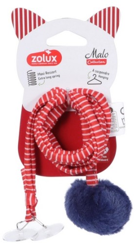 Przejdź do produktu Zolux Pompon ze sprężyną Malo 80cm czerwony - zabawka zawieszana dla kota