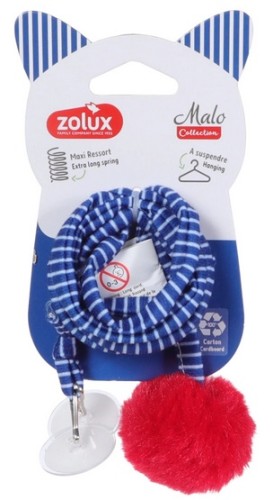 Przejdź do produktu Zolux Pompon ze sprężyną Malo 80cm niebieski - zabawka zawieszana dla kota