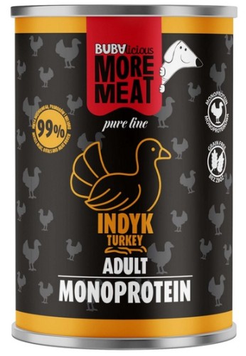 Przejdź do produktu BUBAlicious Pies More Meat Mono indyk puszka 400g – karma mokra dla psa