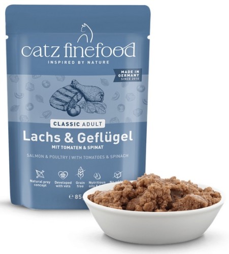 Przejdź do produktu Catz Finefood Classic Łosoś i drób (N.05) saszetka 85g - karma mokra dla kota