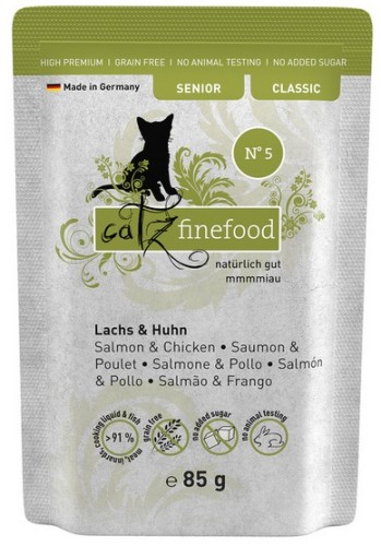 Przejdź do produktu Catz Finefood Classic Senior N.05 Łosoś i kurczak saszetka 85g - karma mokra dla kota