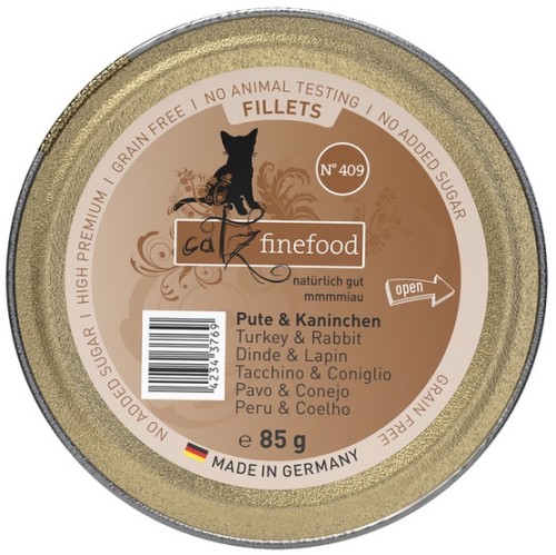 Przejdź do produktu Catz Finefood Filety N.409 Indyk/Królik tacka 85g - karma mokra dla kota