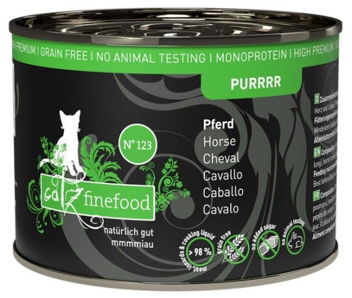 Przejdź do produktu Catz Finefood Purrrr N.123 Konina puszka 200g - monobiałkowa karma mokra dla kota