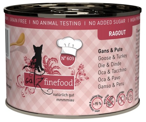 Przejdź do produktu Catz Finefood Ragout N.603 Gęś i Indyk puszka 190g - karma mokra dla kota