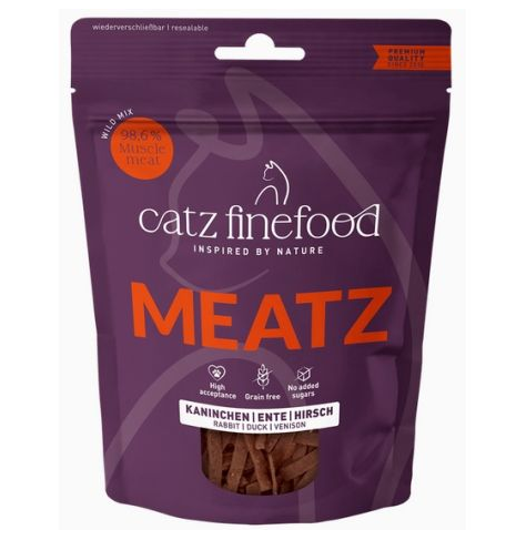 Przejdź do produktu Catz Finefood Meatz Wild Mix - królik, kaczka, jeleń 45g - przysmak dla kota