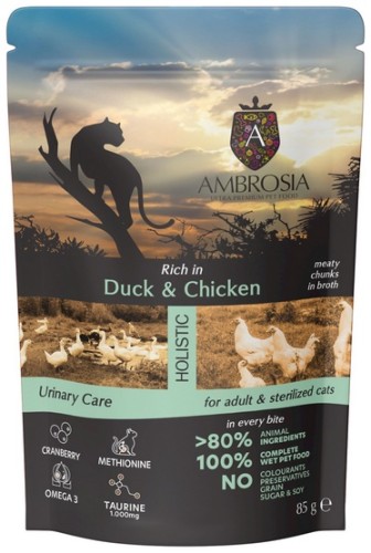 Przejdź do produktu Ambrosia Cat Adult Duck & Chicken saszetka 85g – karma mokra dla kota