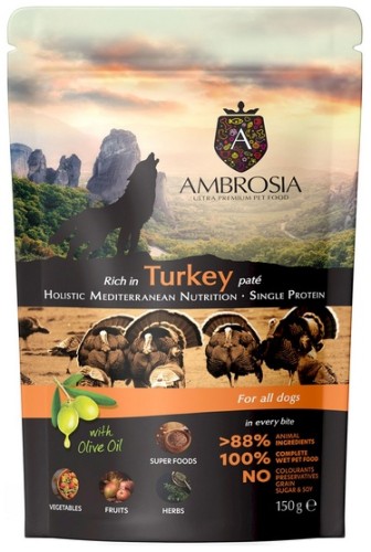 Przejdź do produktu Ambrosia Dog Mediterranean Turkey saszetka 150g – karma mokra dla psa