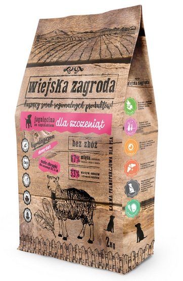 Wiejska Zagroda Jagnięcina ze szpinakiem Puppy 2kg - karma sucha dla psa
